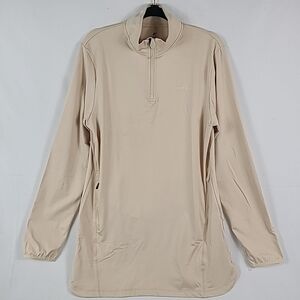 NEW FITH Women’s Motion High Neck Quarter-Zip Top Beige Sz XL NWT